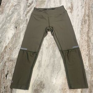 NOBULL Womens Pace Tight Running Crop Mesh Leggings Size XS Army Green